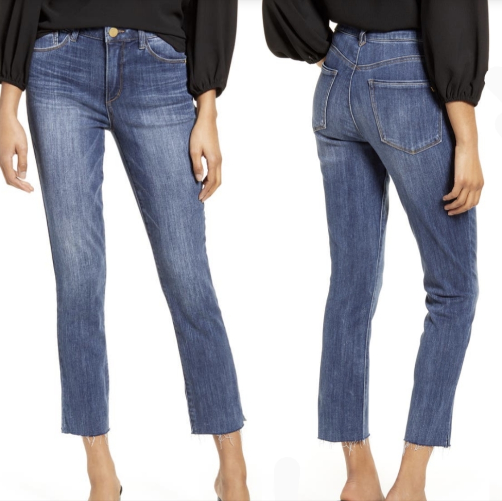 Wit & Wisdom Ab'Solution High Waist Raw Hem Skinny Crop Jeans size 4 fits like 6